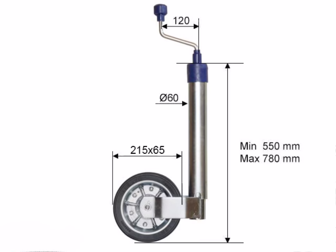 Roda jóquei Ø60mm Aro metálico