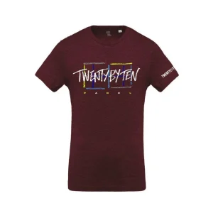 T-shirt TBT - Padel Wear® Twenty by Ten Chalk en Coton Organique & Polyester bordeaux