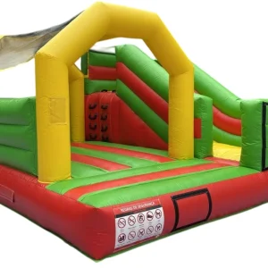 Insuflável Combinado 4×4m com tema adaptável – Verde, Vermelho e Amarelo 🎪